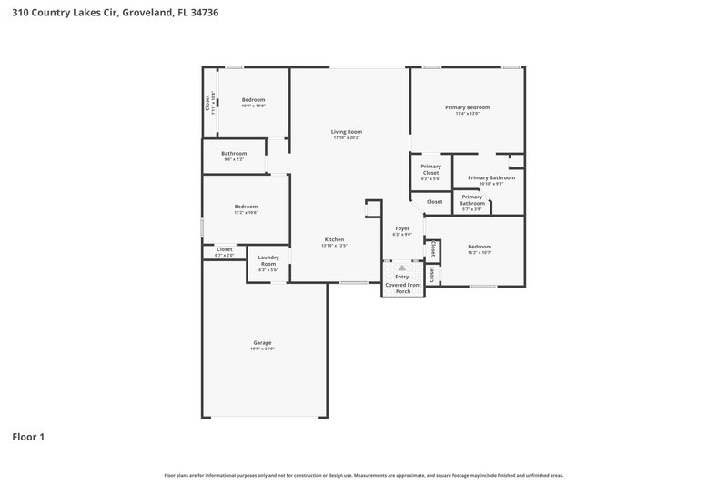 2,225/Mo, 310 Country Lakes Cir Groveland, FL 34736 Floor Plan View