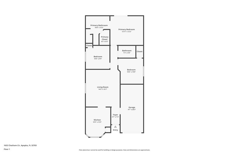 2,110/Mo, 1632 Chatham Cir Apopka, FL 32703 Floor Plan View
