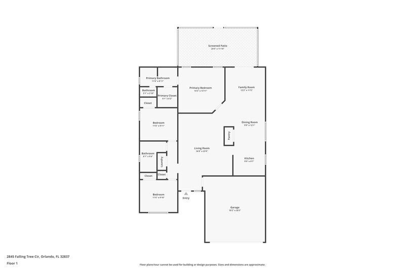 2,425/Mo, 2845 Falling Tree Cir Orlando, FL 32837 Floor Plan View