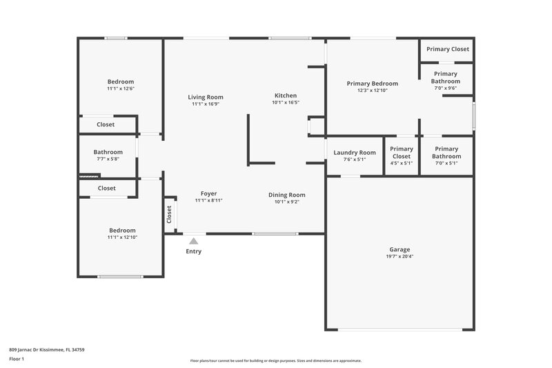 1,780/Mo, 870 Jarnac Dr Kissimmee, FL 34759 Floorplan View