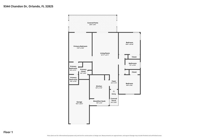 2,215/Mo, 9344 Chandon Dr Orlando, FL 32825 Floorplan View