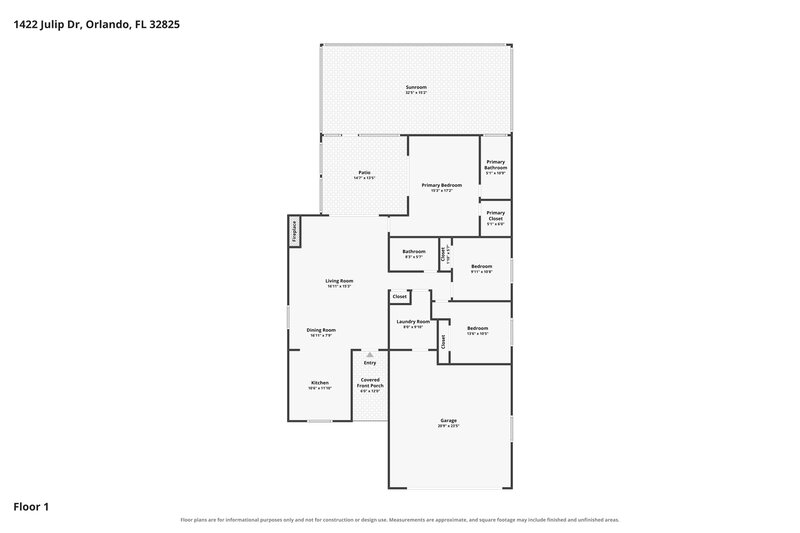 2,295/Mo, 1422 Julip Dr Orlando, FL 32825 Floor Plan View
