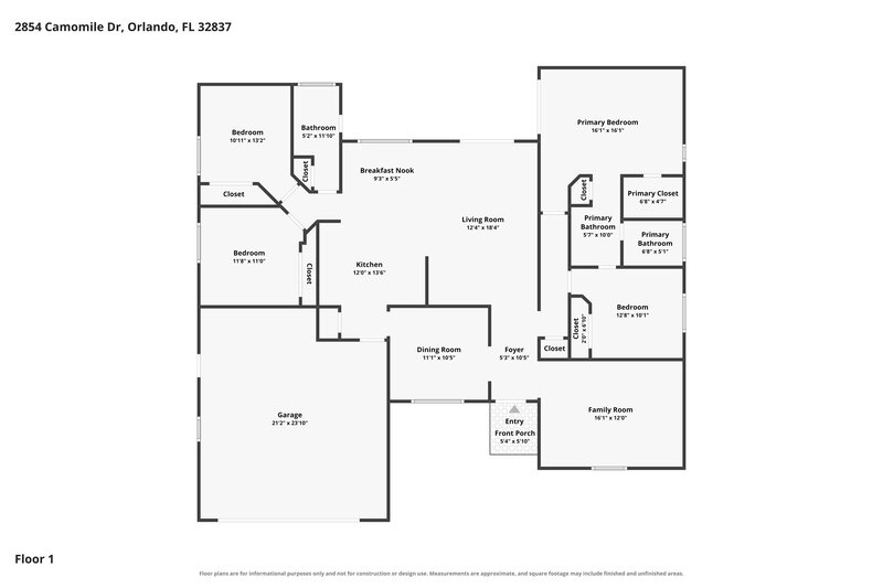 2,590/Mo, 2854 Camomile Dr Orlando, FL 32837 Floor Plan View