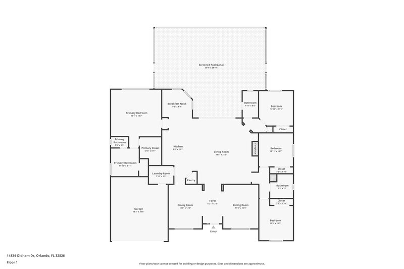 2,950/Mo, 14834 Oldham Dr Orlando, FL 32826 Floor Plan View