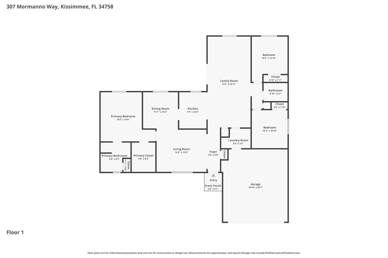 1,980/Mo, 307 Mormanno Way Kissimmee, FL 34758 Floor Plan View