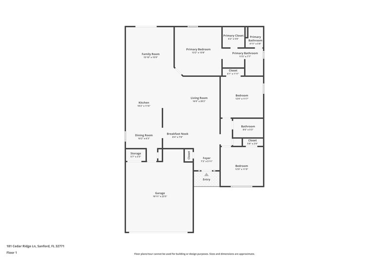 2,090/Mo, 181 Cedar Ridge Ln Sanford, FL 32771 Floor Plan View