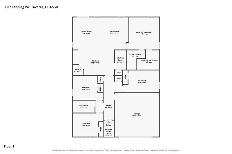 2,150/Mo, 3387 Landing View Tavares, FL 32778 Floor Plan View