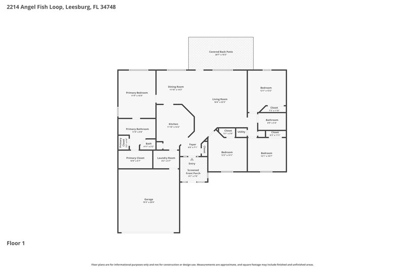 2,205/Mo, 2214 Angel Fish Loop Leesburg, FL 34748 Floor Plan View