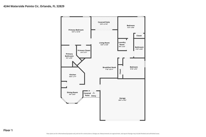 2,325/Mo, 4244 Waterside Pointe Cir Orlando, FL 32829 Floor Plan View