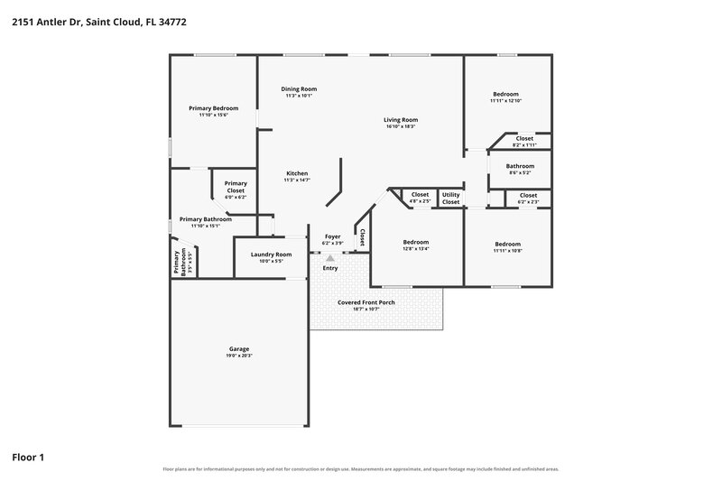 2,125/Mo, 2151 Antler Dr Saint Cloud, FL 34772 Floor Plan View