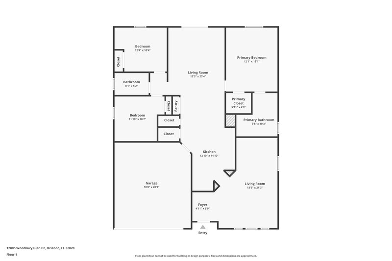 2,190/Mo, 12805 Woodbury Glen Dr Orlando, FL 32828 Floor Plan View