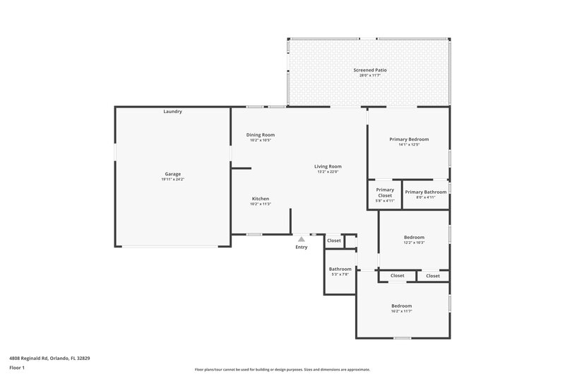 2,195/Mo, 4808 Reginald Rd Orlando, FL 32829 Floor Plan View