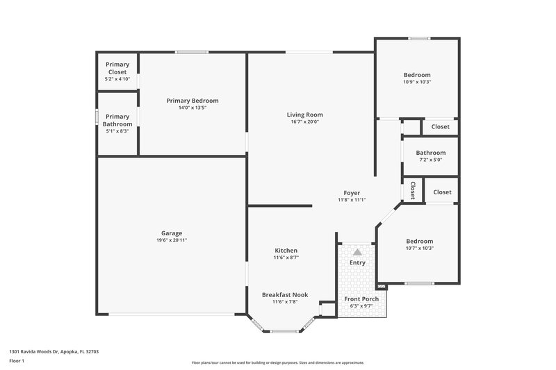 2,025/Mo, 1301 Ravida Woods Dr Apopka, FL 32703 Floor Plan View