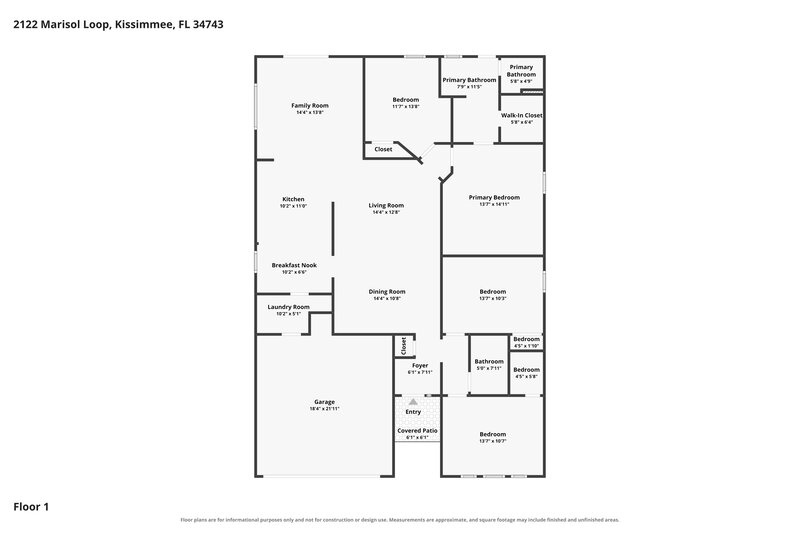 2,495/Mo, 2122 Marisol Loop Kissimmee, FL 34743 Floor Plan View