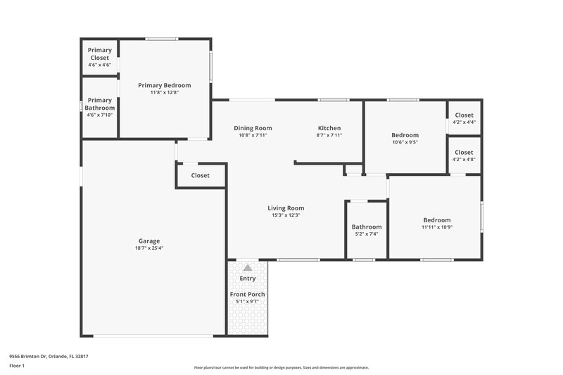 1,945/Mo, 9556 Brimton Dr Orlando, FL 32817 Floor Plan View