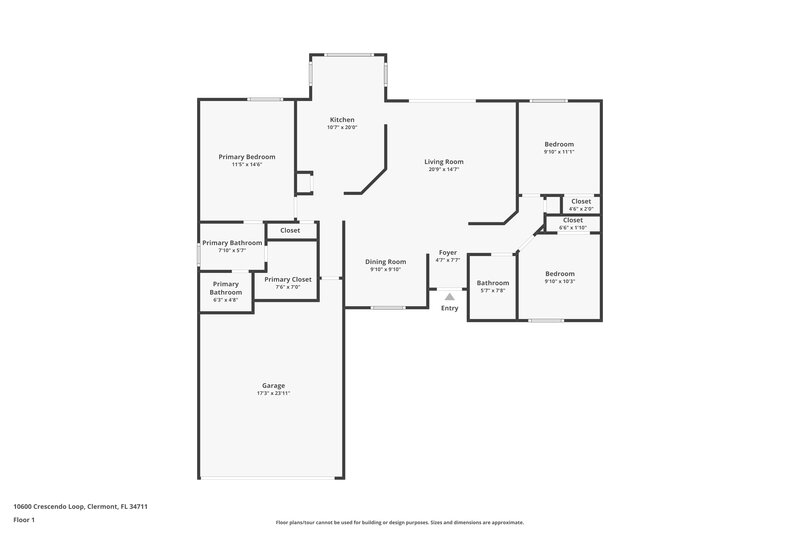 2,035/Mo, 10600 Crescendo Loop Clermont, FL 34711 Floor Plan View