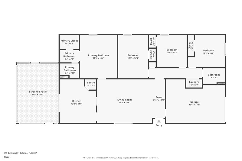 2,080/Mo, 417 Delicata Dr Orlando, FL 32807 Floor Plan View