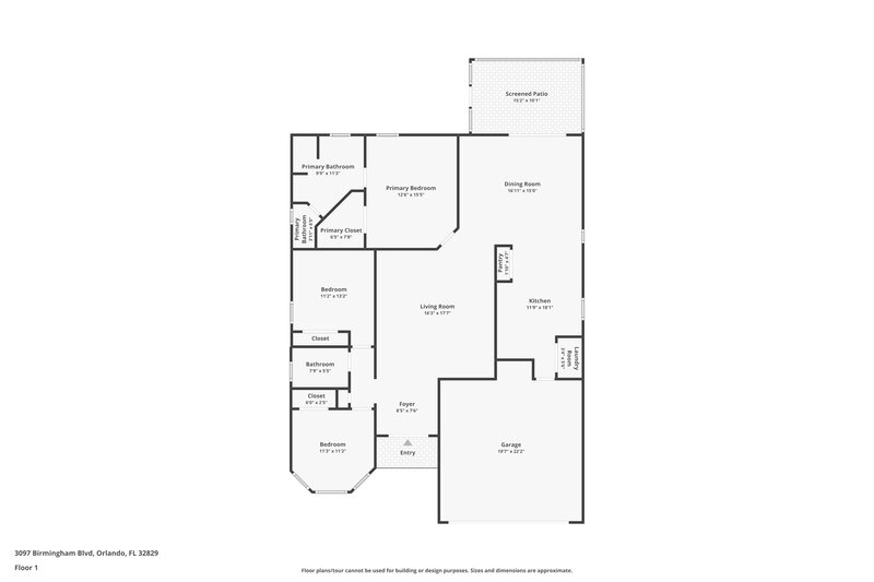 2,330/Mo, 3097 Birmingham Blvd Orlando, FL 32829 Floor Plan View