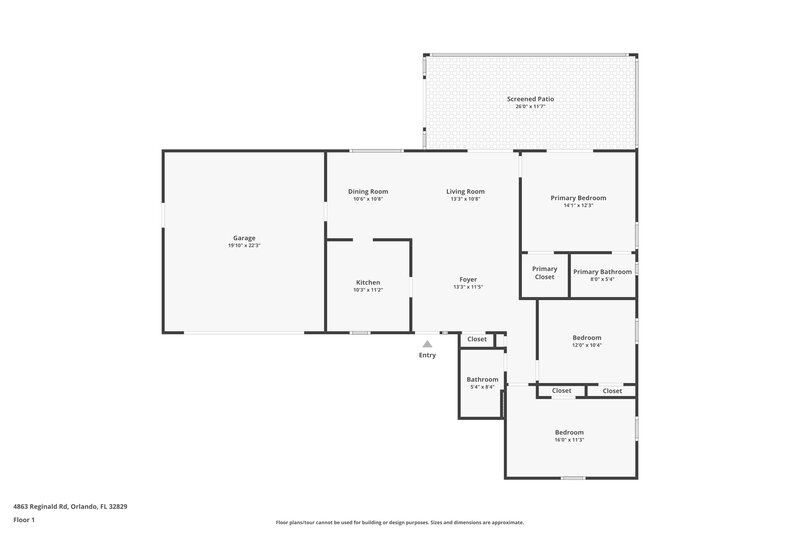 2,255/Mo, 4863 Reginald Rd Orlando, FL 32829 Floor Plan View