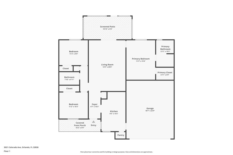 2,220/Mo, 3021 Colorado Ave Orlando, FL 32826 Floor Plan View