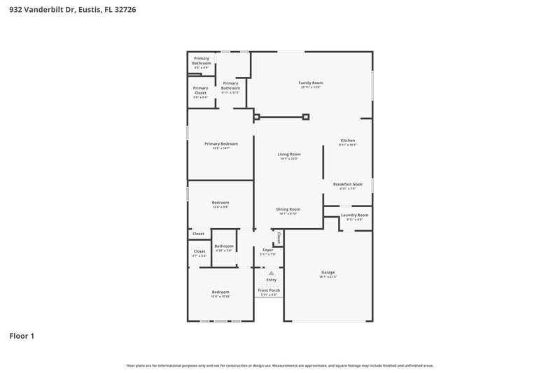 2,095/Mo, 932 Vanderbilt Dr Eustis, FL 32726 Floor Plan View
