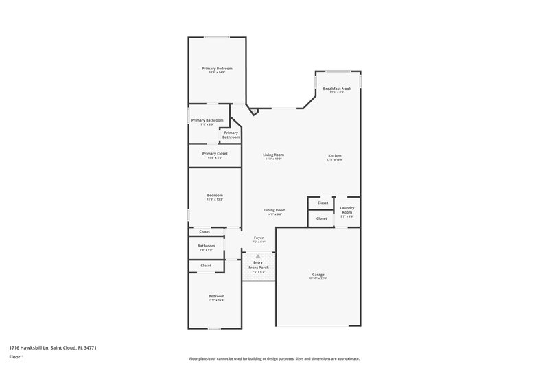 1,865/Mo, 1716 Hawksbill Ln Saint Cloud, FL 34771 Floor Plan View