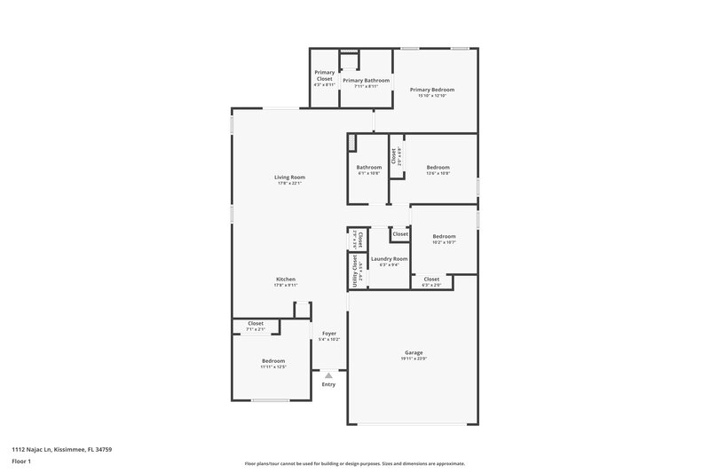 1,795/Mo, 1112 Najac Ln Kissimmee, FL 34759 Floor Plan View