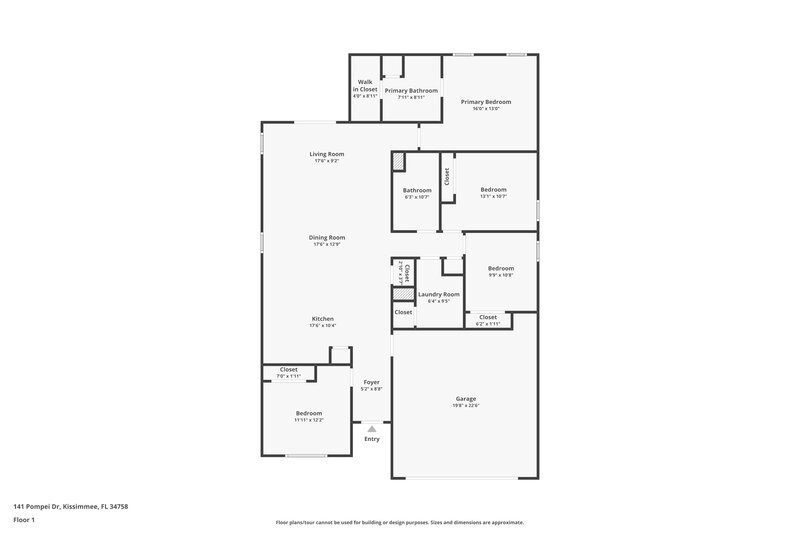 2,080/Mo, 141 Pompei Dr Kissimmee, FL 34758 Floor Plan View