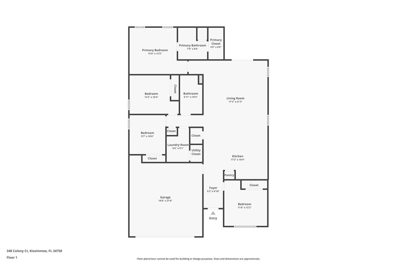 1,710/Mo, 348 Colony Ct Kissimmee, FL 34758 Floor Plan View