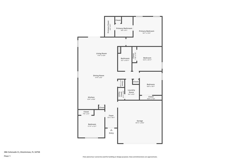1,715/Mo, 386 Colonade Ct Kissimmee, FL 34758 Floor Plan View