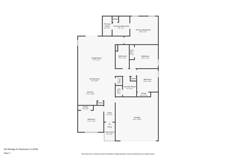 1,725/Mo, 501 Elbridge Pl Kissimmee, FL 34758 Floor Plan View