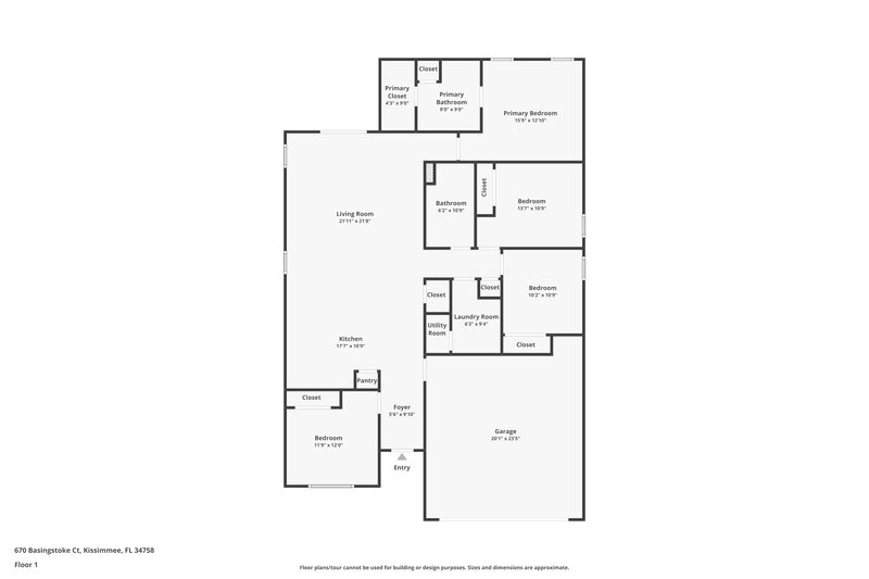 1,650/Mo, 670 Basingstoke Ct Kissimmee, FL 34758 Floor Plan View