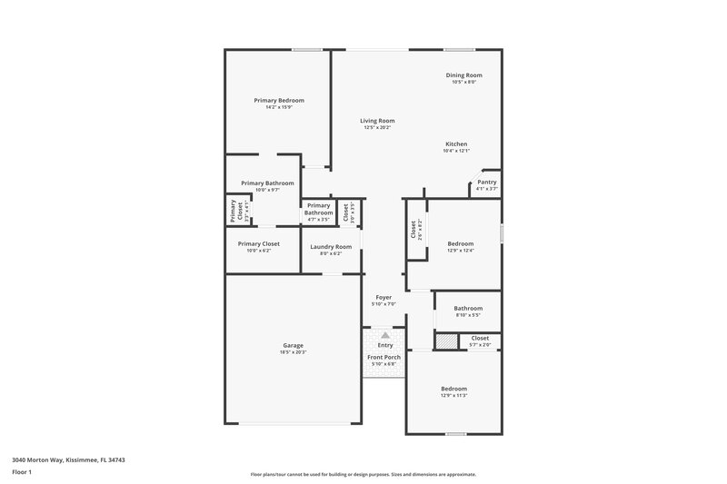 1,875/Mo, 3040 Morton Way Kissimmee, FL 34743 Floor Plan View