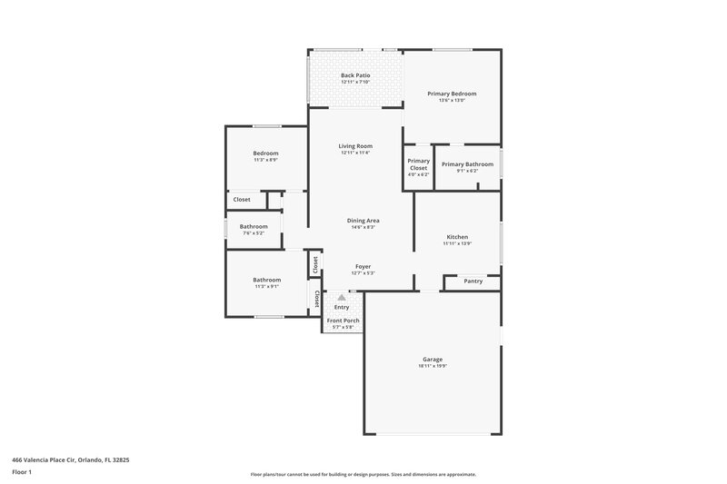 2,510/Mo, 466 Valencia Place Cir Orlando, FL 32825 Floor Plan View