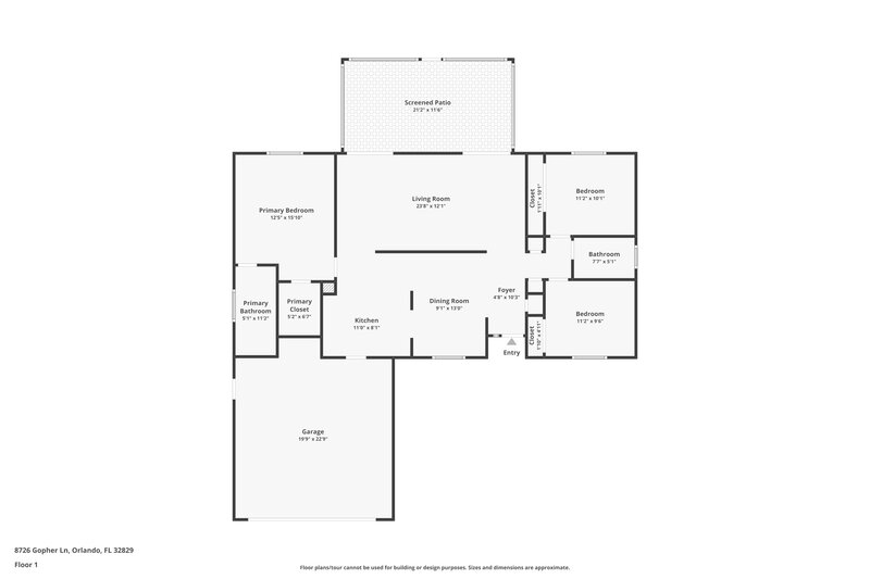 2,060/Mo, 8726 Gopher Ln Orlando, FL 32829 Floor Plan View