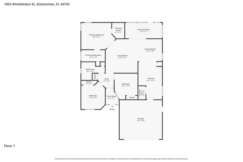 2,105/Mo, 1853 Wimbledon St Kissimmee, FL 34743 Floor Plan View