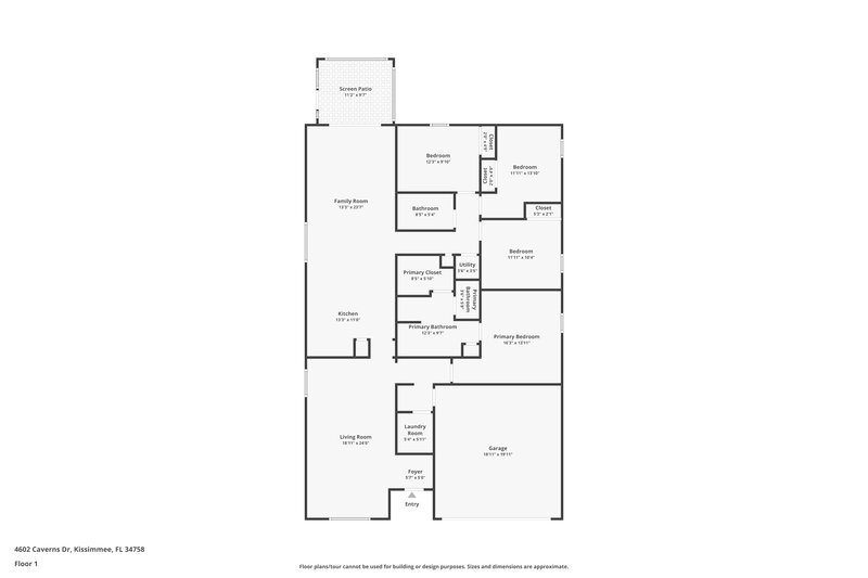2,150/Mo, 4602 Caverns Dr Kissimmee, FL 34758 Floor Plan View