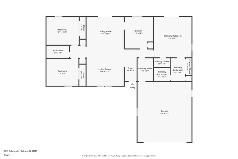 2,500/Mo, 1819 E Glancy Dr Deltona, FL 32725 Floor Plan View