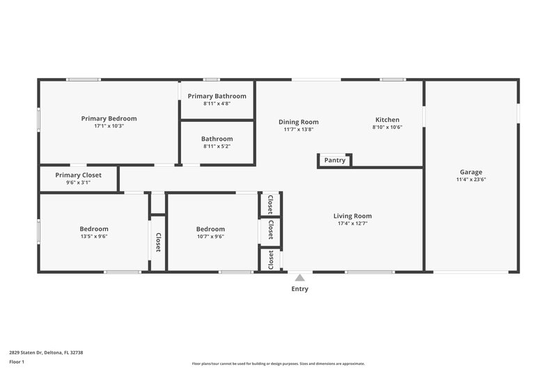 1,775/Mo, 2829 Staten Dr Deltona, FL 32738 Floor Plan View