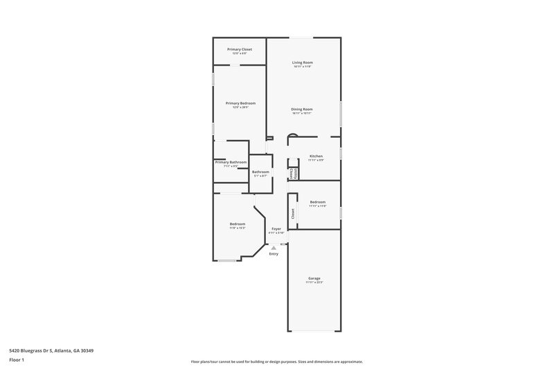 2,140/Mo, 5420 Blue Grass St Orlando, FL 32810 Floor Plan View