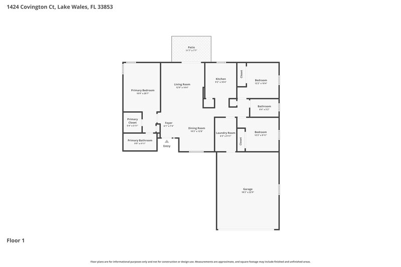 1,675/Mo, 1424 Covington Ct Lake Wales, FL 33853 Floor Plan View