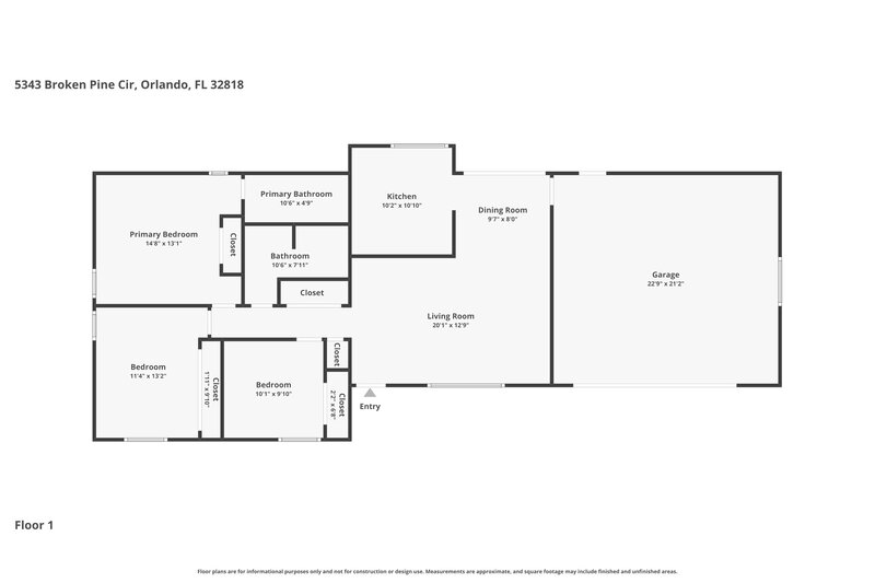 1,995/Mo, 5343 Broken Pine Circle Orlando, FL 32818 Floorplan View