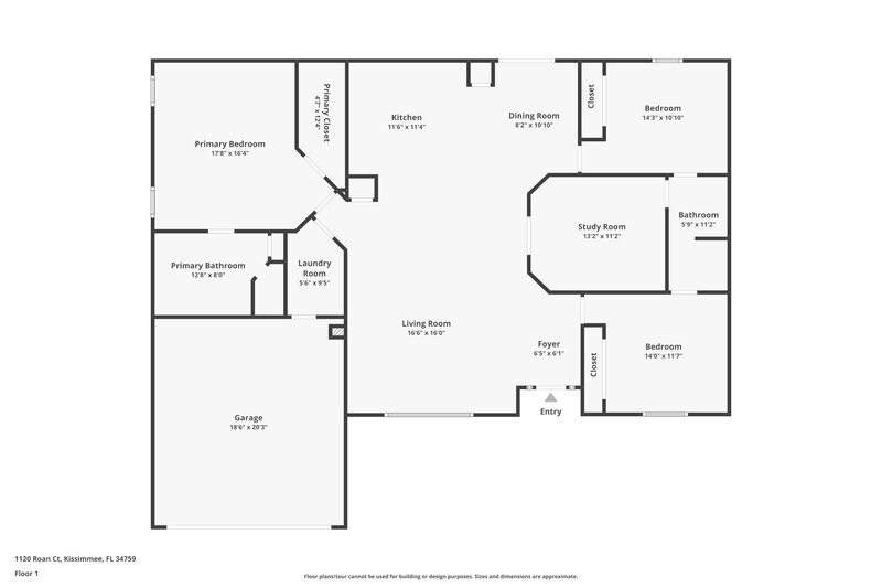 1,705/Mo, 1120 Roan Ct Kissimmee, FL 34759 Floor Plan View