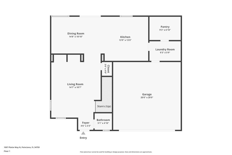 2,380/Mo, 1007 N Platte Way Poinciana, FL 34759 Floor Plan View