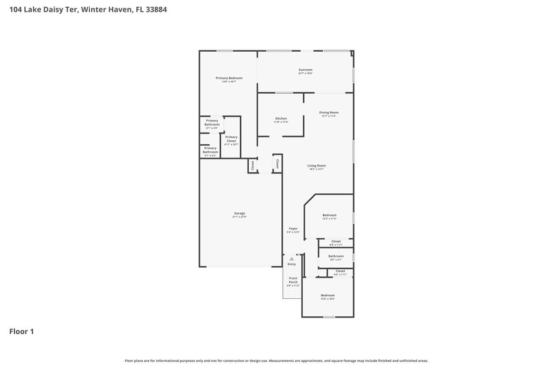 1,705/Mo, 104 Lk Daisy Terr Winter Haven, FL 33884 Floor Plan View