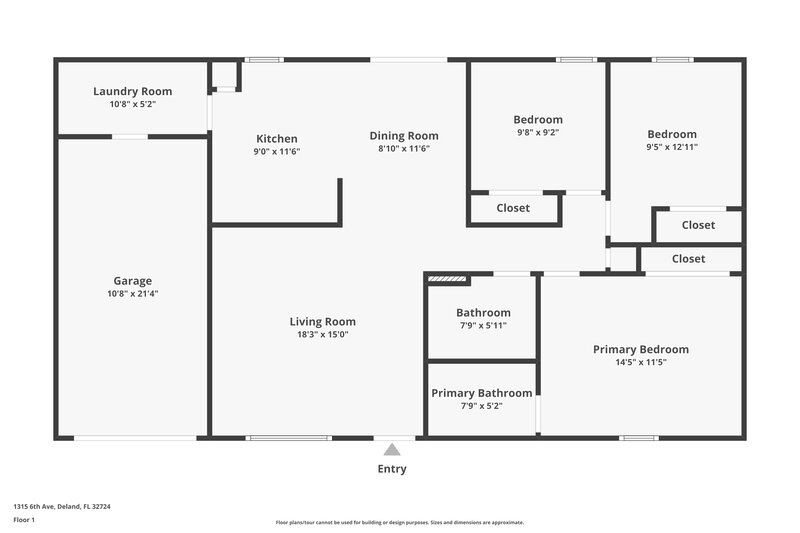 1,755/Mo, 1315 6th Avenue Deland, FL 32724 Floor Plan View