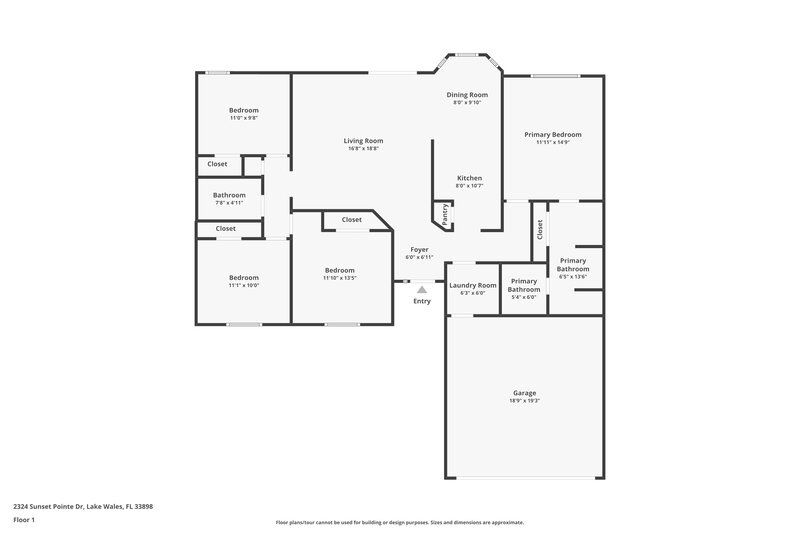 1,735/Mo, 2324 Sunset Pointe Dr Lake Wales, FL 33898 Floor Plan View