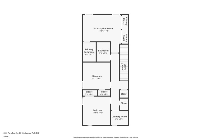 1,725/Mo, 5232 Paradise Cay Circle Kissimmee, FL 34746 Floor Plan View 2