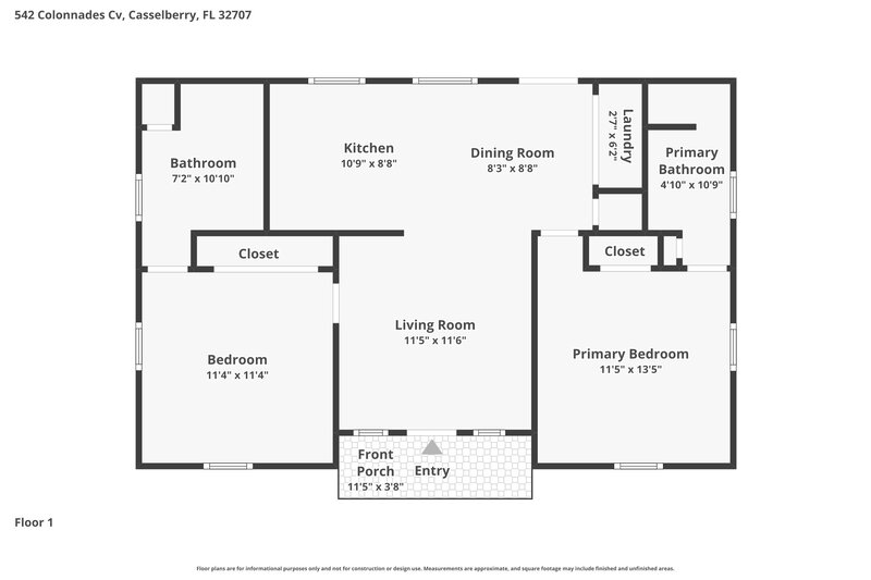 1,705/Mo, 542 Colonnades Cv Casselberry, FL 32707 Floor Plan View