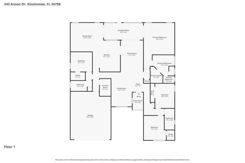 2,380/Mo, 243 Anson Dr Kissimmee, FL 34758 Floor Plan View